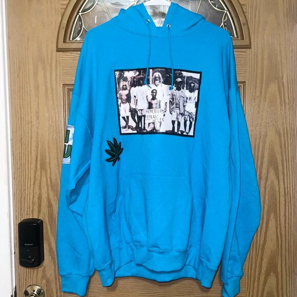 💨 Pass Dat Jerzees Azure Blue Hoodie Customized 💨 - Picture 1 of 7
